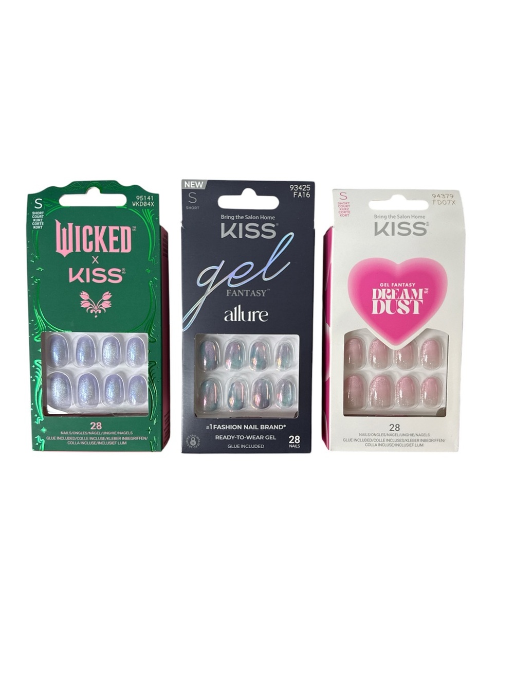 Kiss Short Oval Gel Fantasy Allure Blue/Wicked Purple/Dream Dust Pink